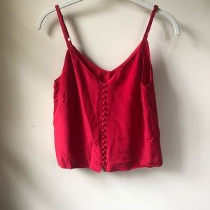 Madewell red silk button front camisole tank top